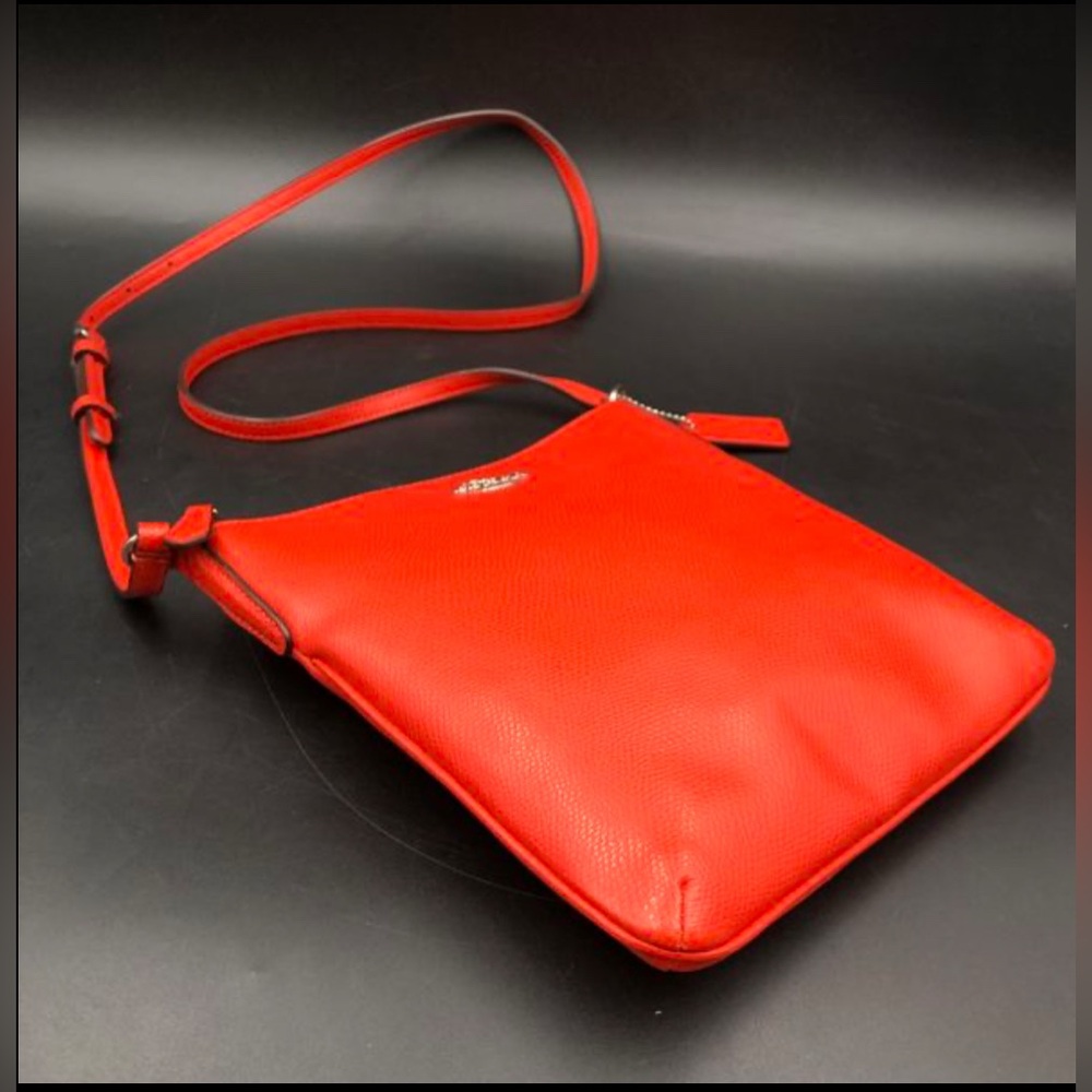Coach Scarlet Red Leather Crossbody Bag with Silver-Tone Detail F36063 (+COA) - Picture 3 of 10